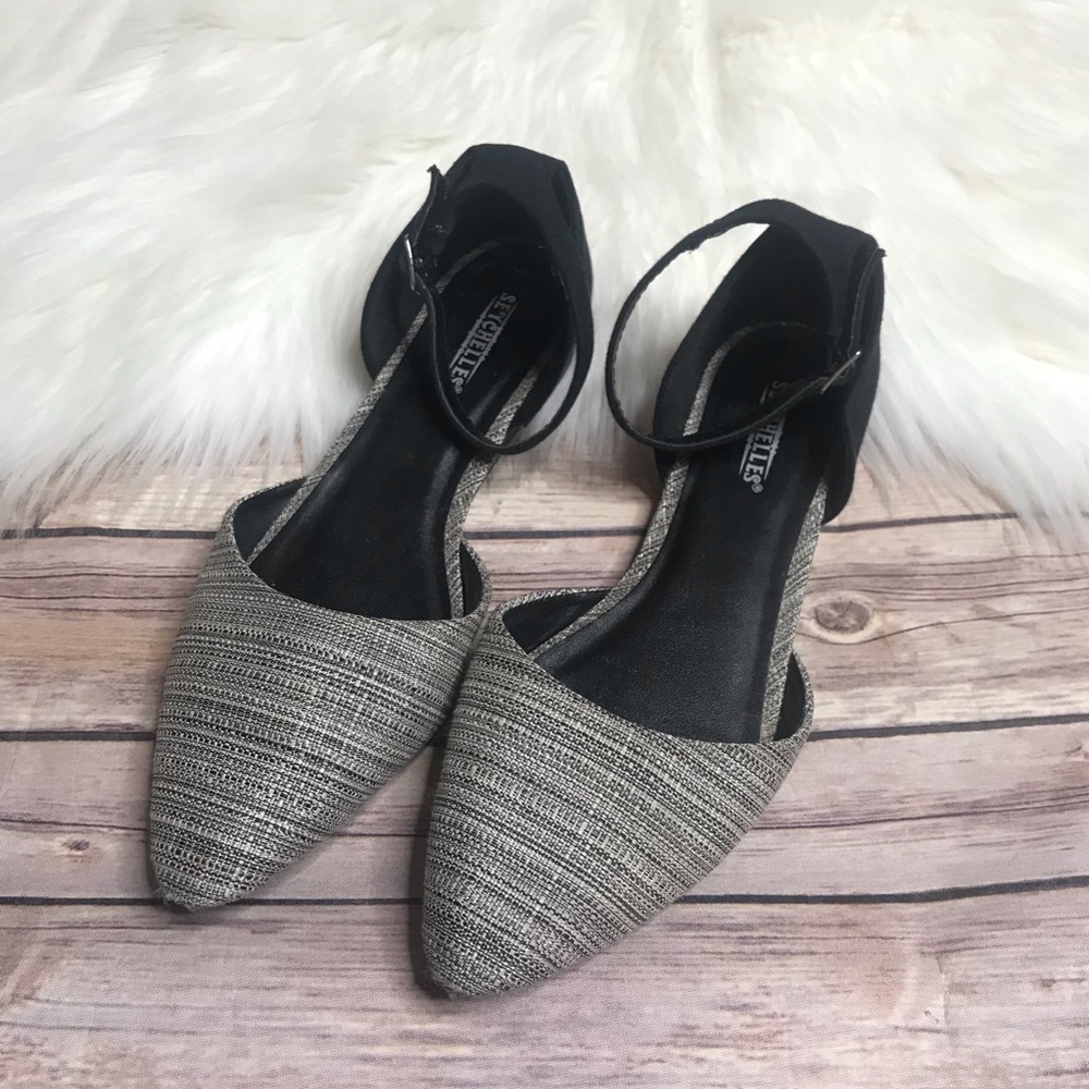 Seychelles tweed Briana ankle strap d’orsay flat
